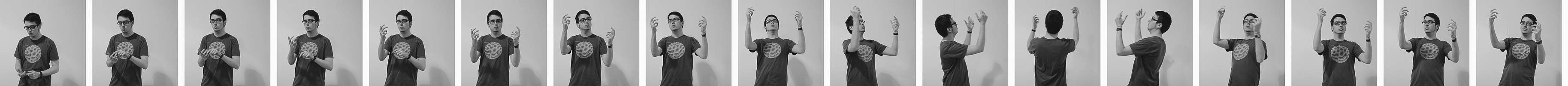 An animated image of Florian Brueckner imitating their project IN//CUBUS