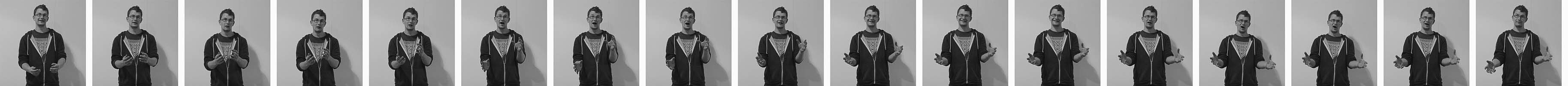 An animated image of Joshua Silvester imitating their project The Emotion Experiment