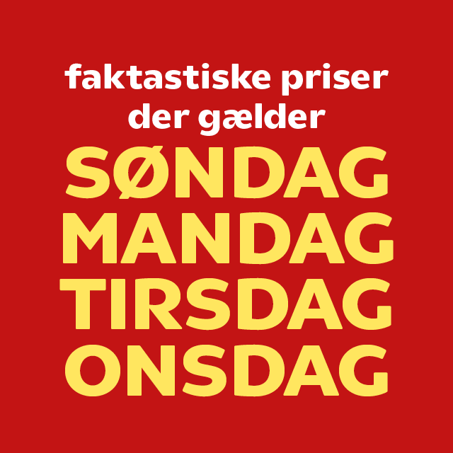 søndag til onsdag tilbud