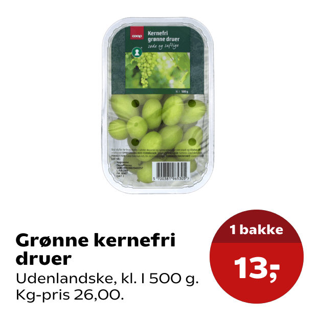 Grønne kernefri druer