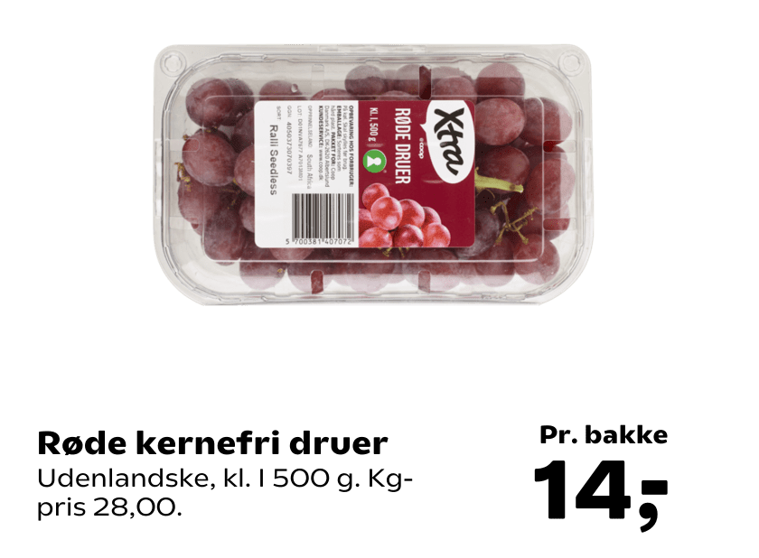 Røde kernefri druer