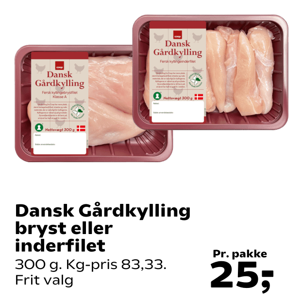 Dansk Gårdkylling bryst eller inderfilet