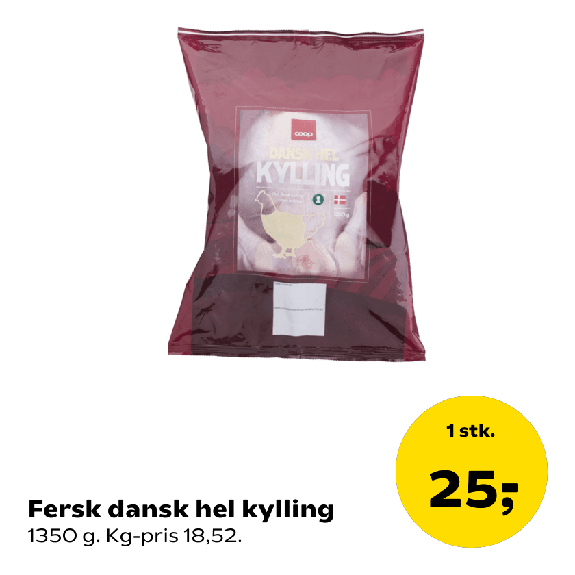 Fersk dansk hel kylling