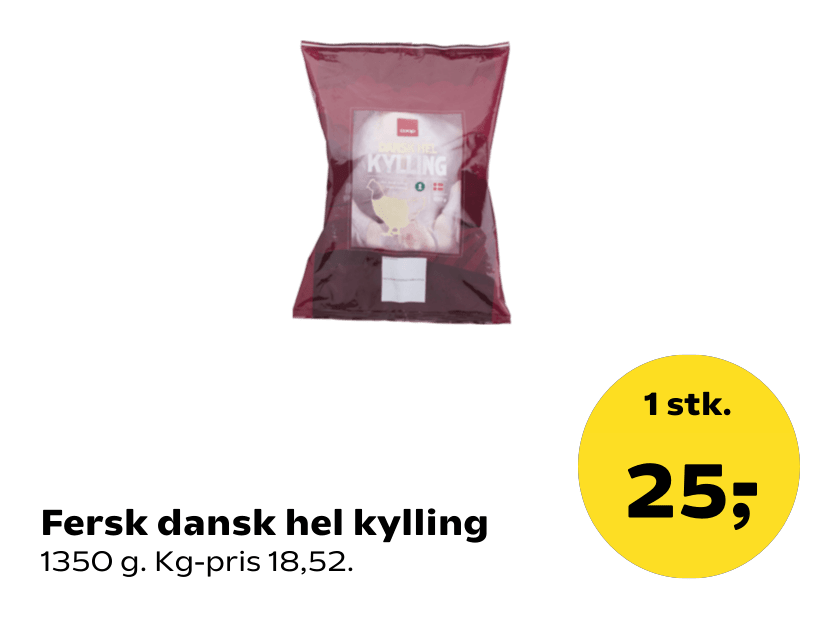 Fersk dansk hel kylling