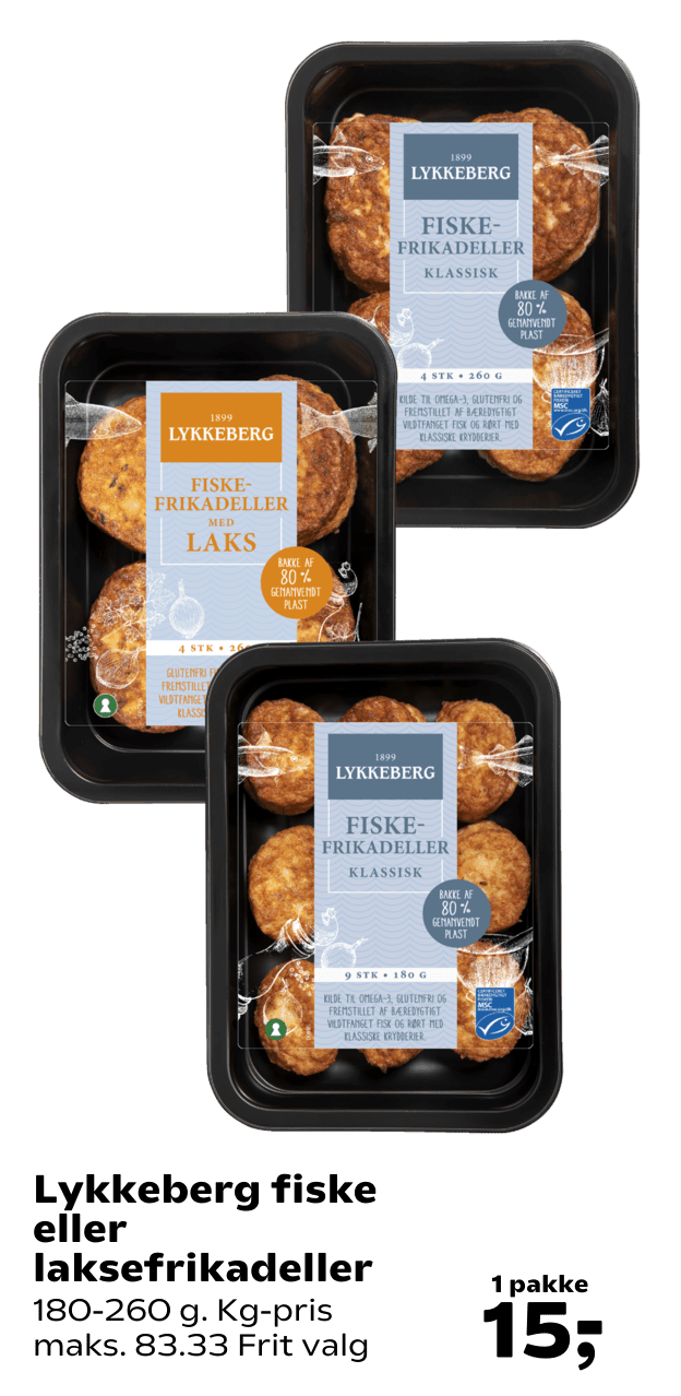 Lykkeberg fiske eller laksefrikadeller