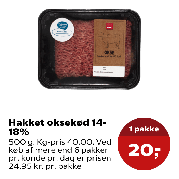 Hakket oksekød 14-18%
