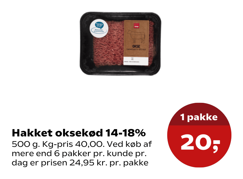 Hakket oksekød 14-18%