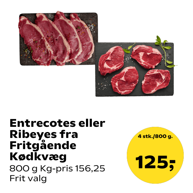 Entrecotes eller Ribeyes fra Fritgående Kødkvæg