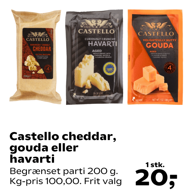 Castello cheddar, gouda eller havarti
