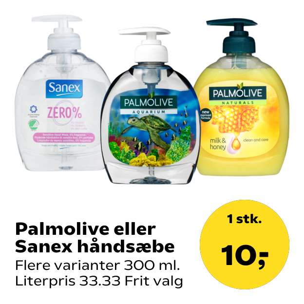 Palmolive eller Sanex håndsæbe
