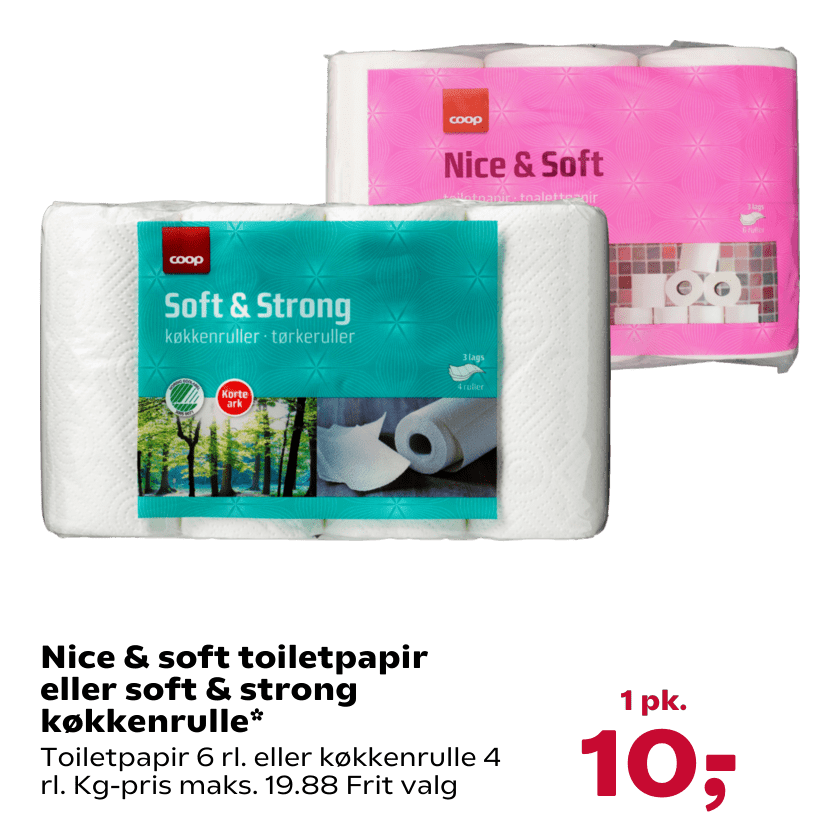 Nice & soft toiletpapir eller soft & strong køkkenrulle