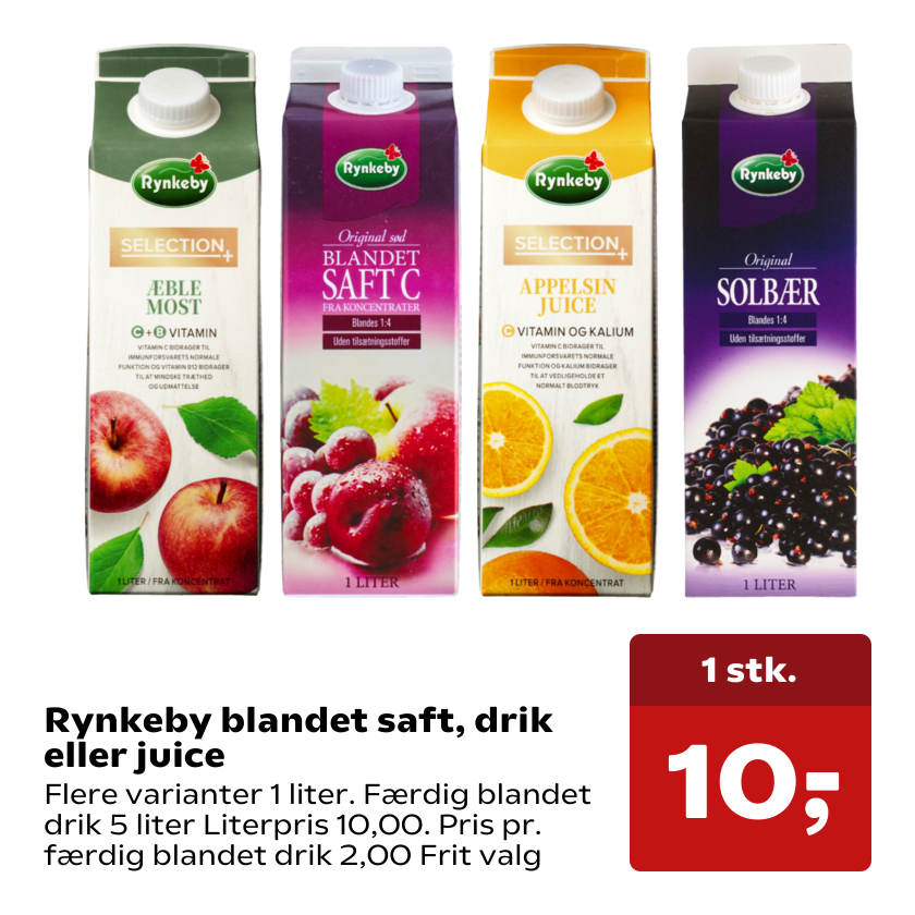 Rynkeby blandet saft, drik eller juice