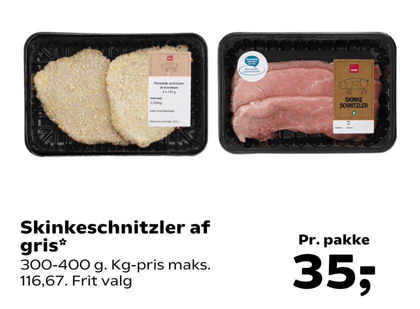 Skinkeschnitzler af gris