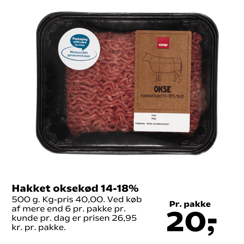Hakket oksekød 14-18%