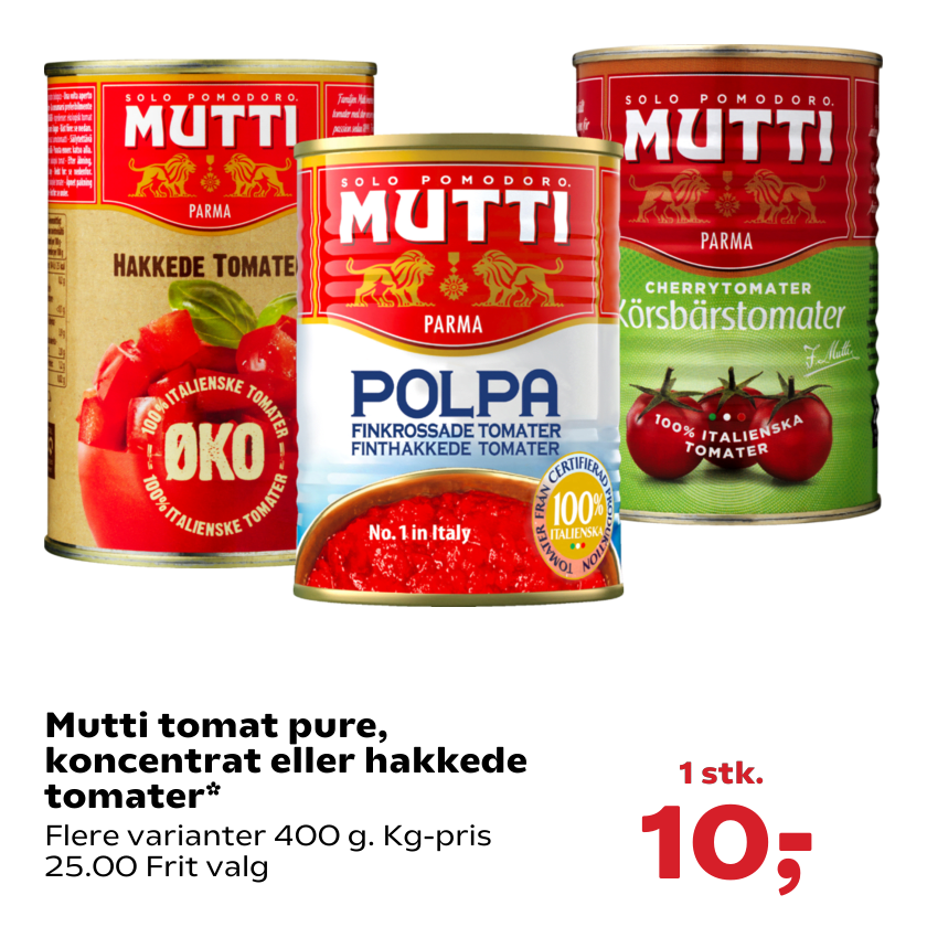 Mutti tomat pure, koncentrat eller hakkede tomater