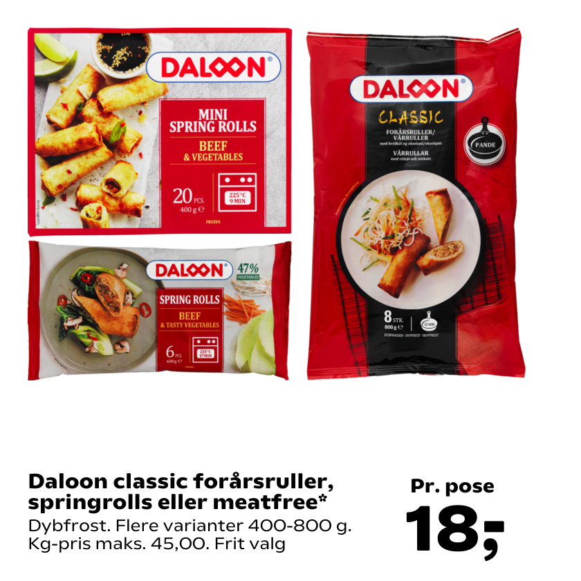 Daloon classic forårsruller, springrolls eller meatfree