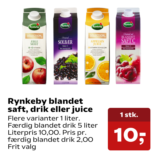 Rynkeby blandet saft, drik eller juice