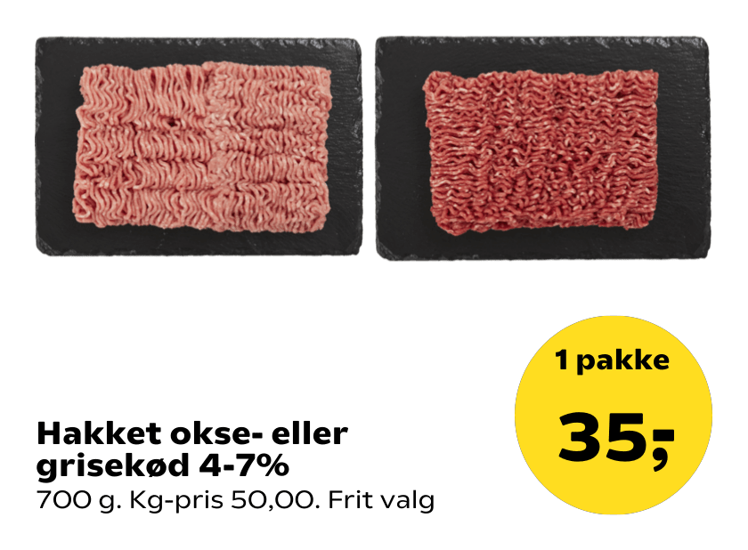 Hakket okse- eller grisekød 4-7%