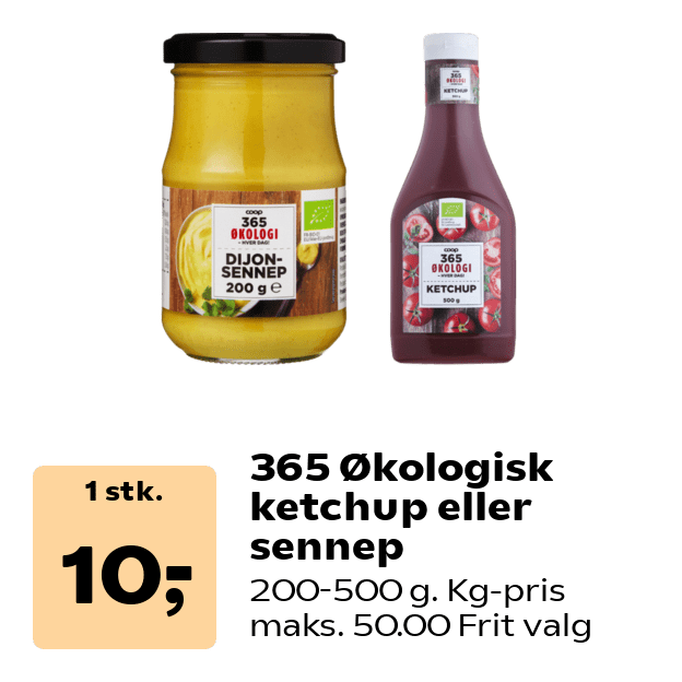 365 Økologisk ketchup eller sennep