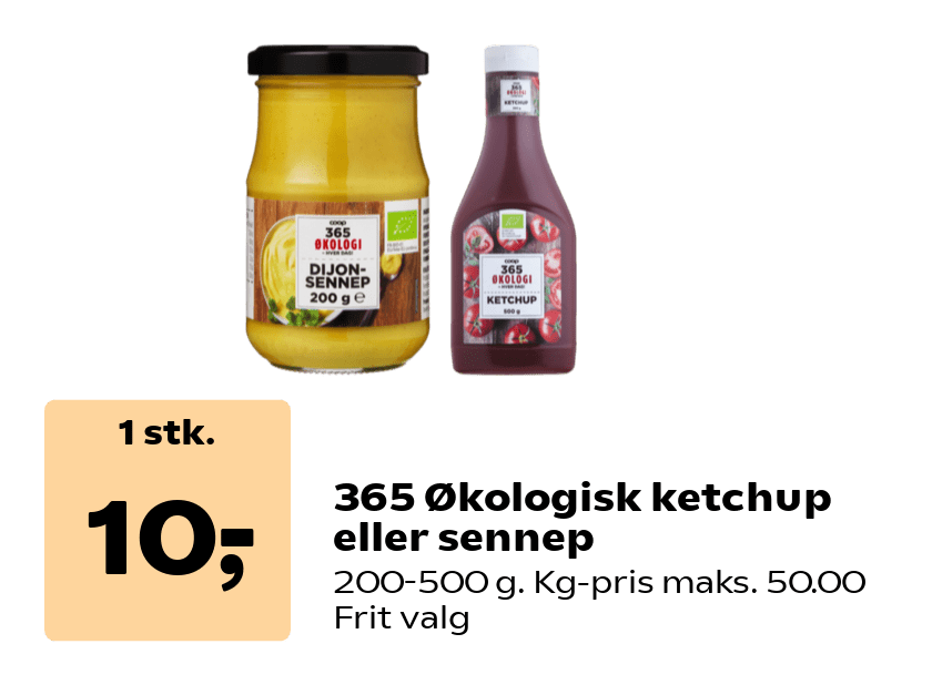 365 Økologisk ketchup eller sennep