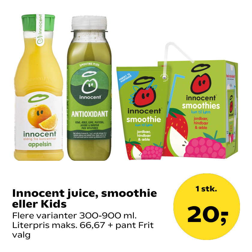 Innocent juice, smoothie eller Kids