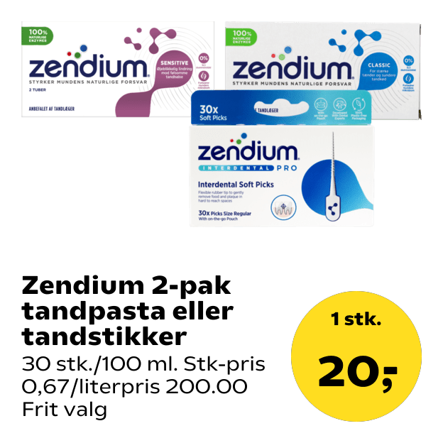 Zendium 2-pak tandpasta eller tandstikker
