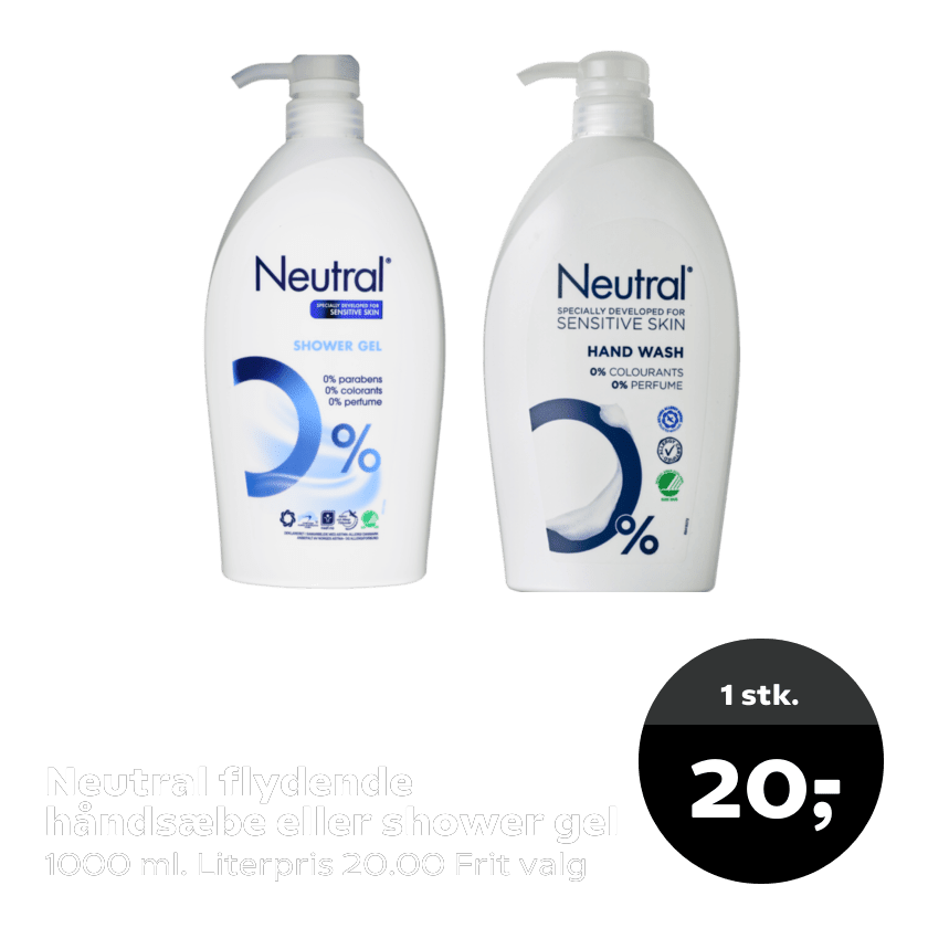 Neutral flydende håndsæbe eller shower gel