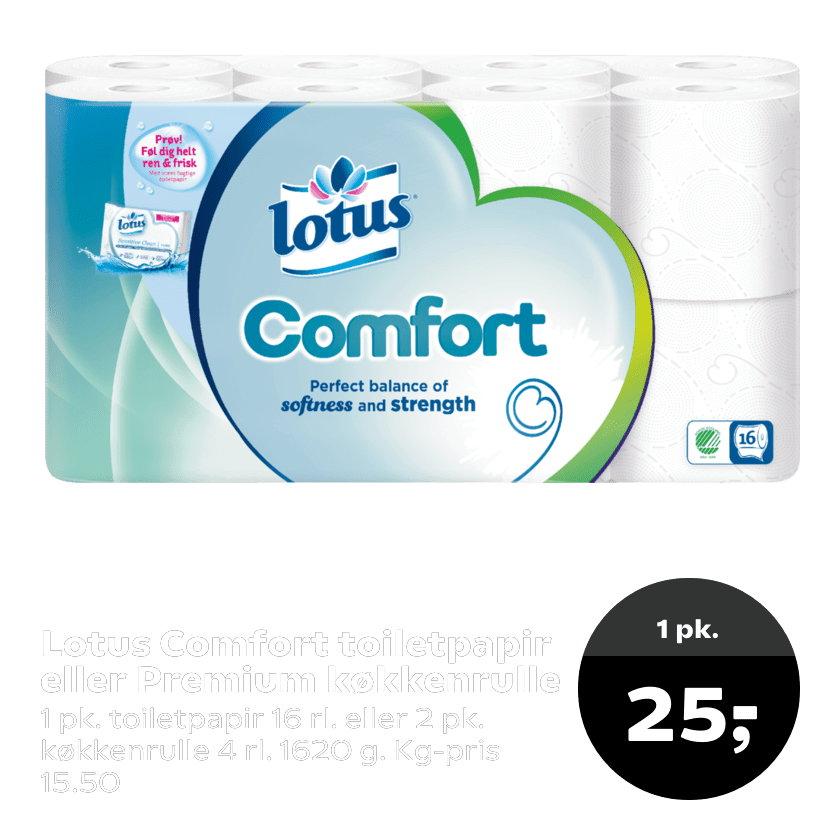 Lotus Comfort toiletpapir eller Premium køkkenrulle