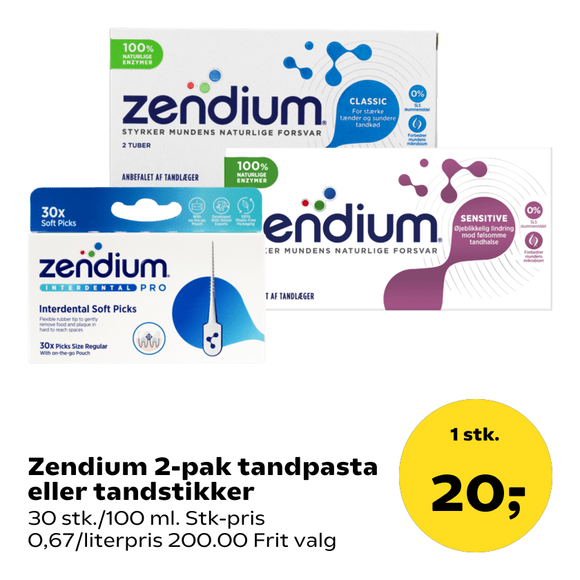 Zendium 2-pak tandpasta eller tandstikker
