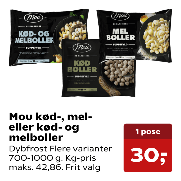 Mou kød-, mel- eller kød- og melboller