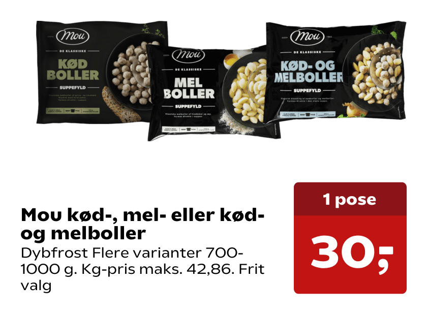 Mou kød-, mel- eller kød- og melboller