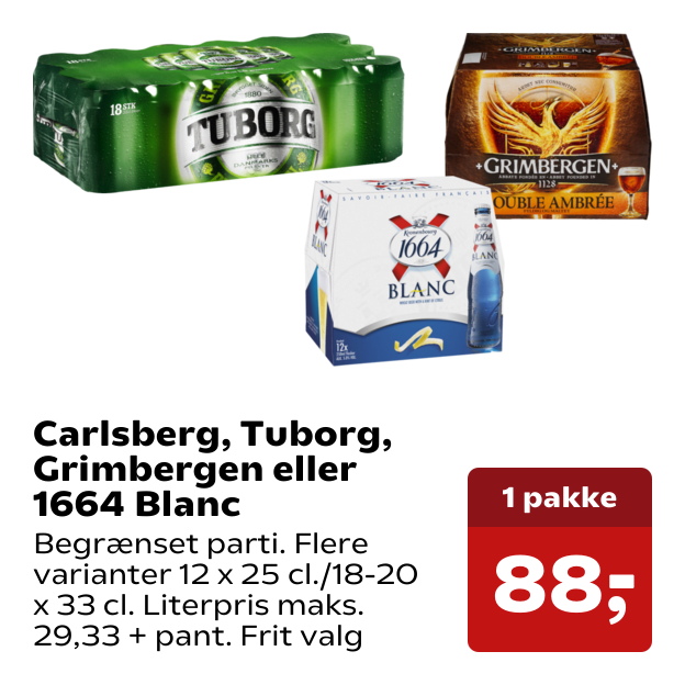 Carlsberg, Tuborg, Grimbergen eller 1664 Blanc