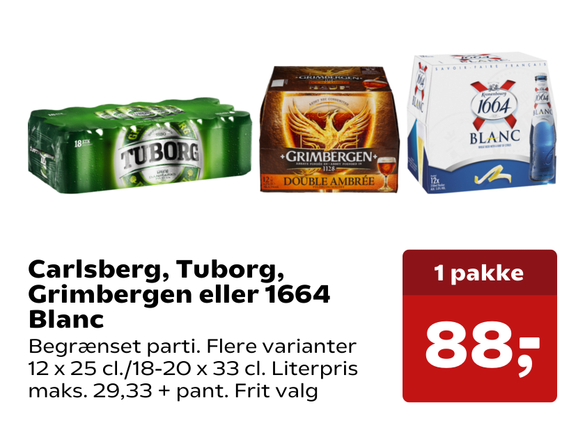 Carlsberg, Tuborg, Grimbergen eller 1664 Blanc