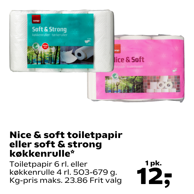 Nice & soft toiletpapir eller soft & strong køkkenrulle