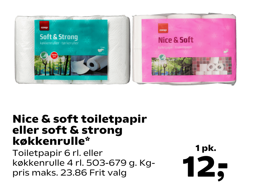 Nice & soft toiletpapir eller soft & strong køkkenrulle