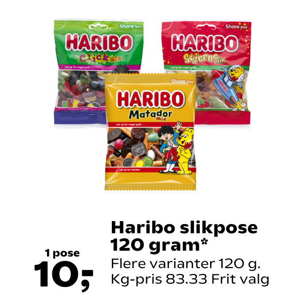Haribo slikpose 120 gram