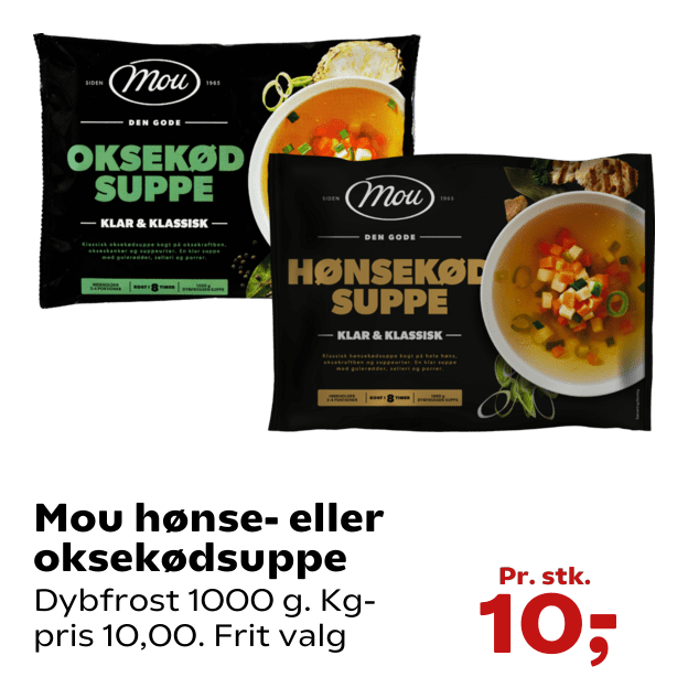 Mou hønse- eller oksekødsuppe