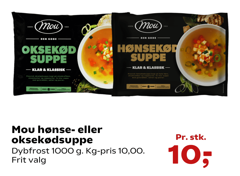 Mou hønse- eller oksekødsuppe
