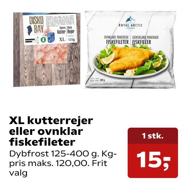 XL kutterrejer eller ovnklar fiskefileter