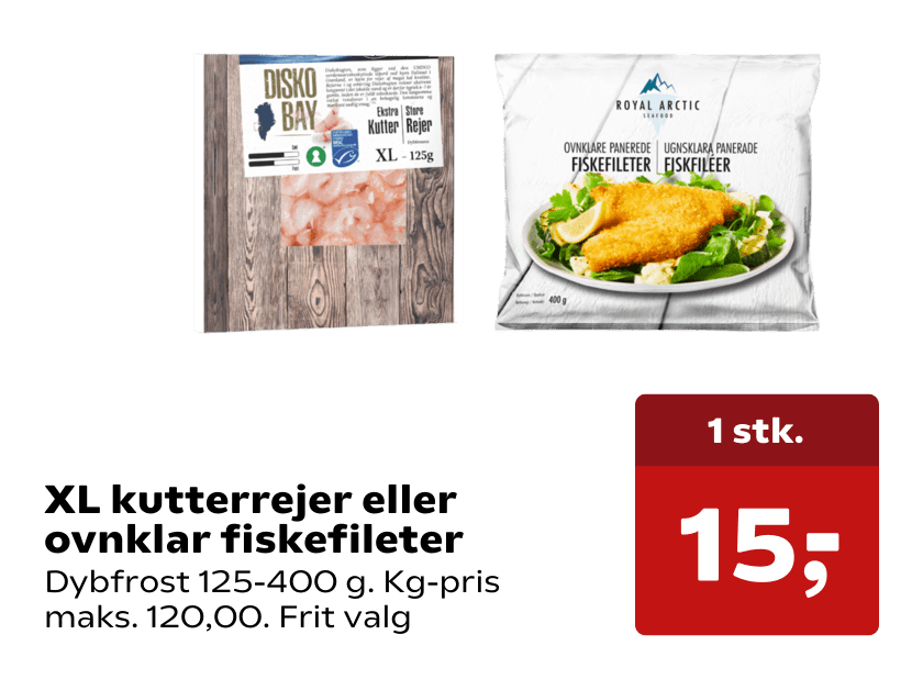 XL kutterrejer eller ovnklar fiskefileter