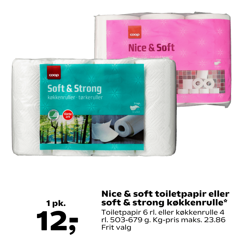Nice & soft toiletpapir eller soft & strong køkkenrulle