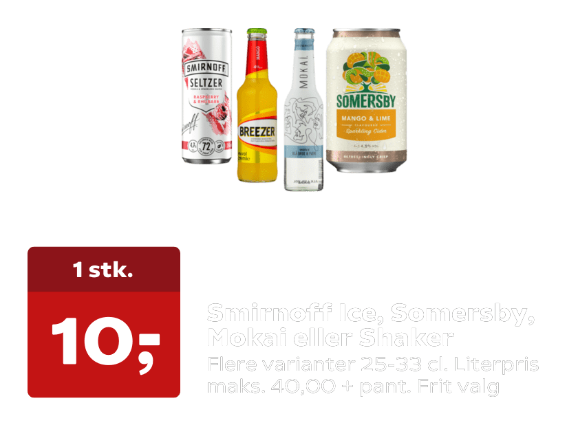 Smirnoff Ice, Somersby, Mokai eller Shaker