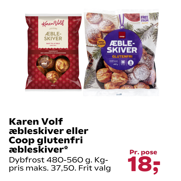 Karen Volf æbleskiver eller Coop glutenfri æbleskiver