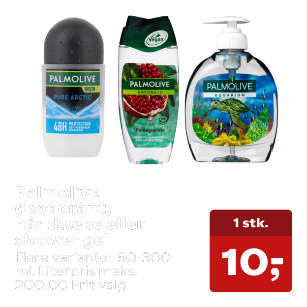 Palmolive deodorant, håndsæbe eller shower gel