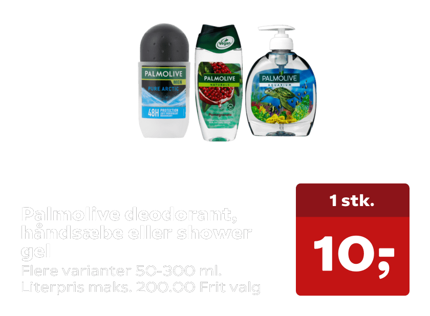 Palmolive deodorant, håndsæbe eller shower gel