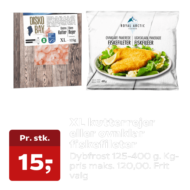 XL kutterrejer eller ovnklar fiskefileter
