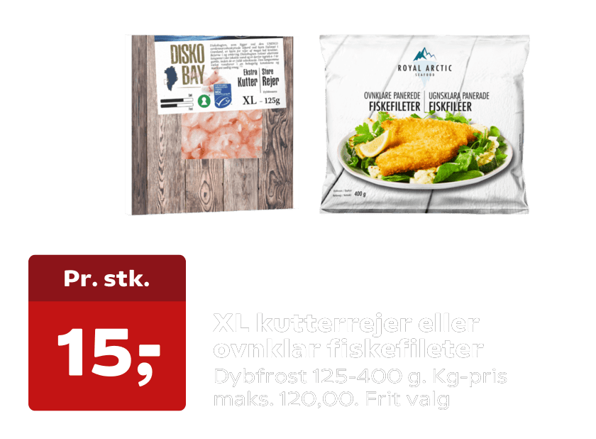 XL kutterrejer eller ovnklar fiskefileter