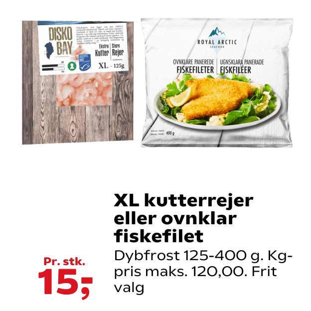 XL kutterrejer eller ovnklar fiskefilet