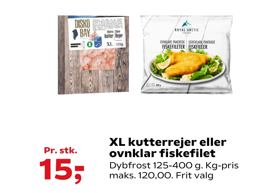 XL kutterrejer eller ovnklar fiskefilet