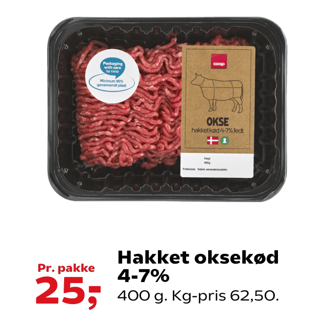Hakket oksekød 4-7%